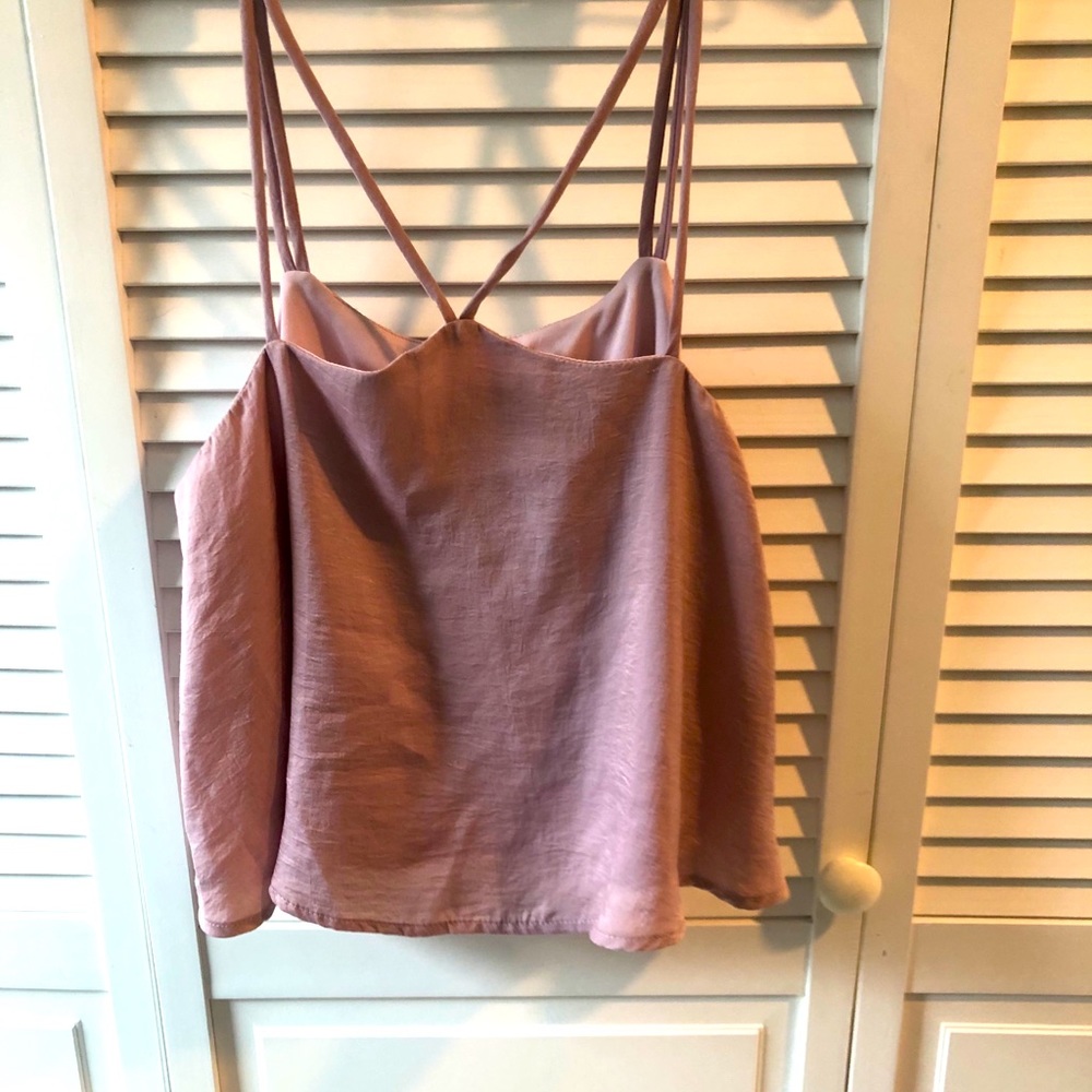 Satin lavender crisscross strap top